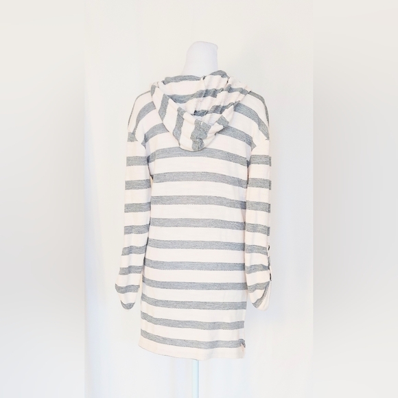 Blue Curl Beachwear Size Small Hooded Swimsuit Cover Up Gray & Beige Stripes - Picture 4 of 6